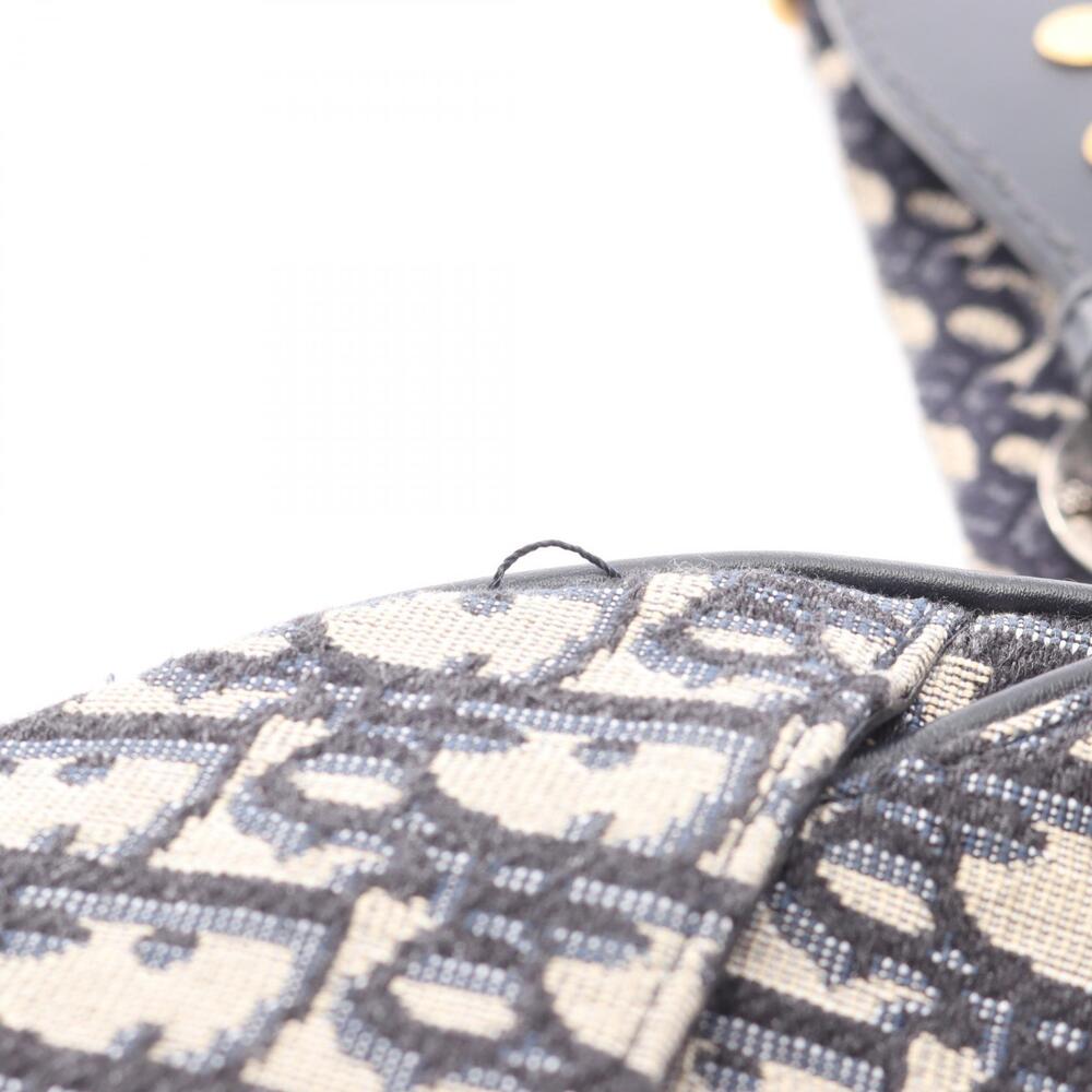 Dior Saddle Bag Oblique Jacquard Canvas Leather Handbag Beige Tan Navy Blue - Picture 8 of 8